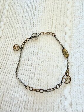 Authentic Louis Vuitton Mixed Metal Charm Chain Bracelet - Gold and Silver